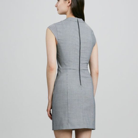 Theory Orinthia Houndstooth Black & White Mini Mid-Thigh Sheath Dress Size 8 - Picture 14 of 14